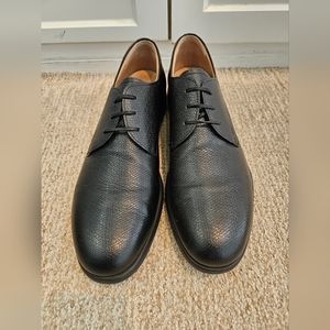 Salvatore Ferragamo Mens Black Pebbled Leather Oxfords Shoes Size 11&1/2 D